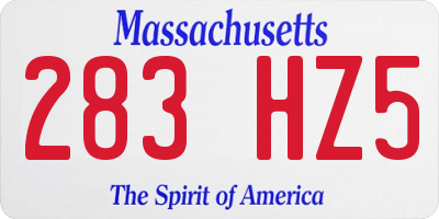 MA license plate 283HZ5