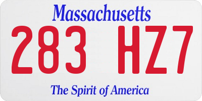 MA license plate 283HZ7