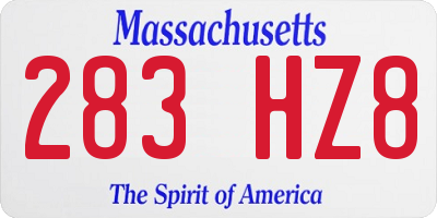MA license plate 283HZ8