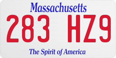 MA license plate 283HZ9