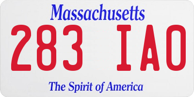MA license plate 283IA0