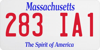 MA license plate 283IA1