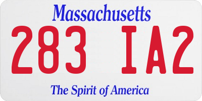 MA license plate 283IA2