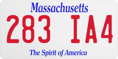 MA license plate 283IA4