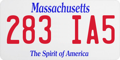 MA license plate 283IA5