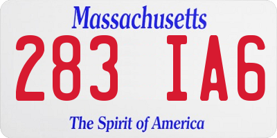 MA license plate 283IA6