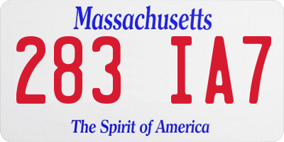 MA license plate 283IA7