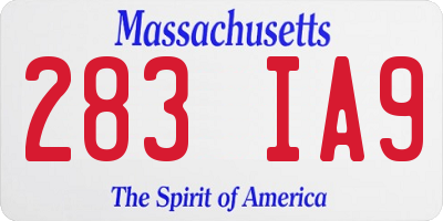 MA license plate 283IA9