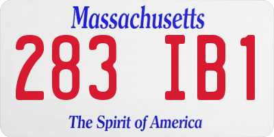 MA license plate 283IB1