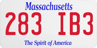 MA license plate 283IB3