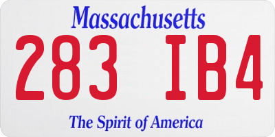 MA license plate 283IB4