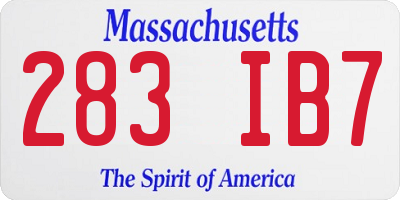 MA license plate 283IB7