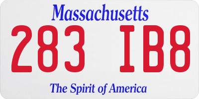 MA license plate 283IB8