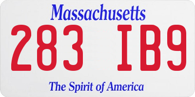MA license plate 283IB9