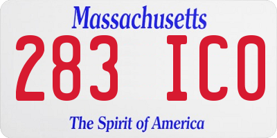 MA license plate 283IC0