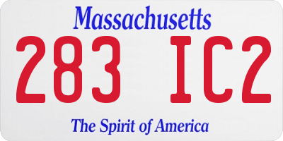 MA license plate 283IC2