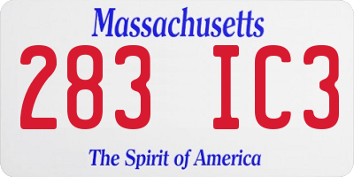 MA license plate 283IC3