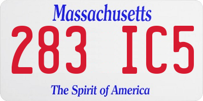 MA license plate 283IC5