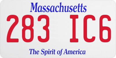 MA license plate 283IC6