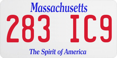 MA license plate 283IC9