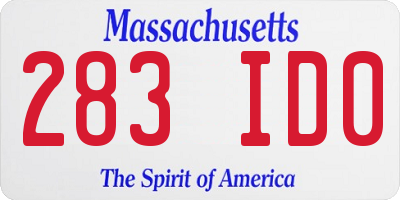 MA license plate 283ID0