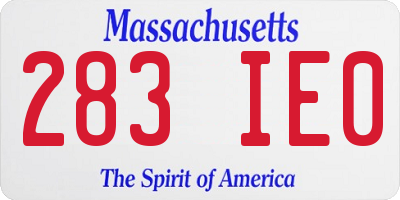 MA license plate 283IE0