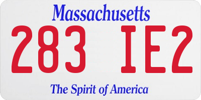 MA license plate 283IE2