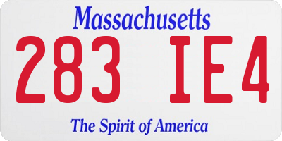 MA license plate 283IE4