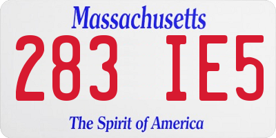 MA license plate 283IE5