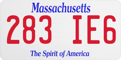 MA license plate 283IE6