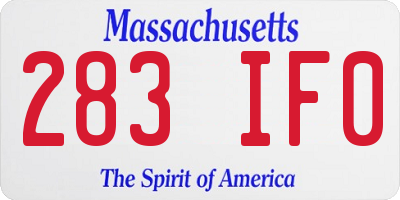 MA license plate 283IF0
