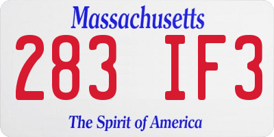 MA license plate 283IF3