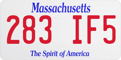 MA license plate 283IF5