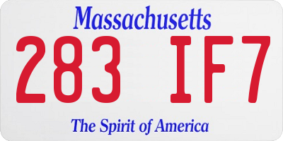 MA license plate 283IF7
