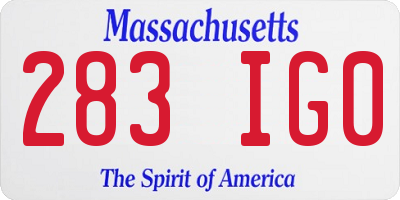 MA license plate 283IG0