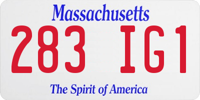 MA license plate 283IG1