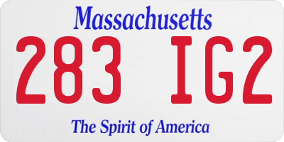 MA license plate 283IG2