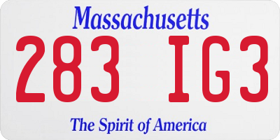 MA license plate 283IG3