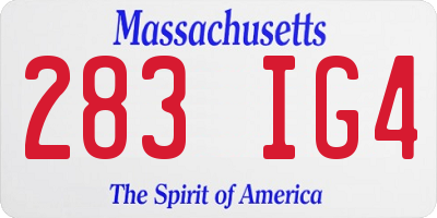 MA license plate 283IG4