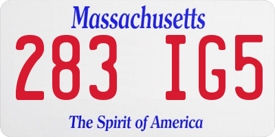 MA license plate 283IG5
