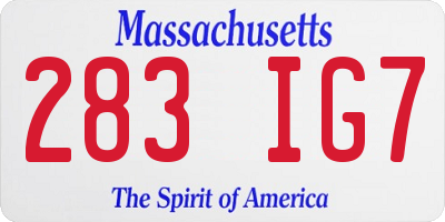 MA license plate 283IG7