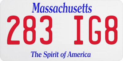 MA license plate 283IG8