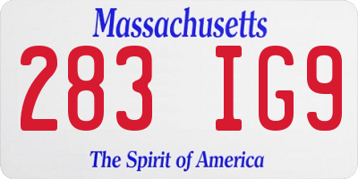 MA license plate 283IG9