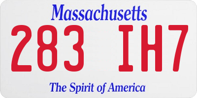 MA license plate 283IH7