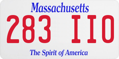 MA license plate 283II0