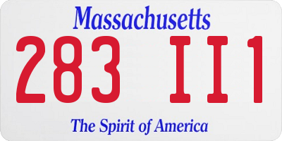 MA license plate 283II1