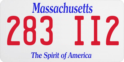 MA license plate 283II2
