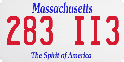 MA license plate 283II3