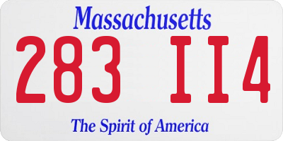 MA license plate 283II4