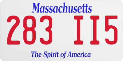 MA license plate 283II5
